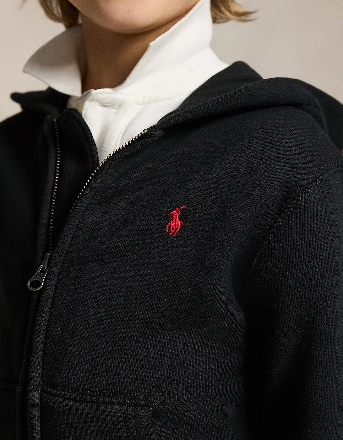 Ralph Lauren Boys Logo Zip Up Top in Black