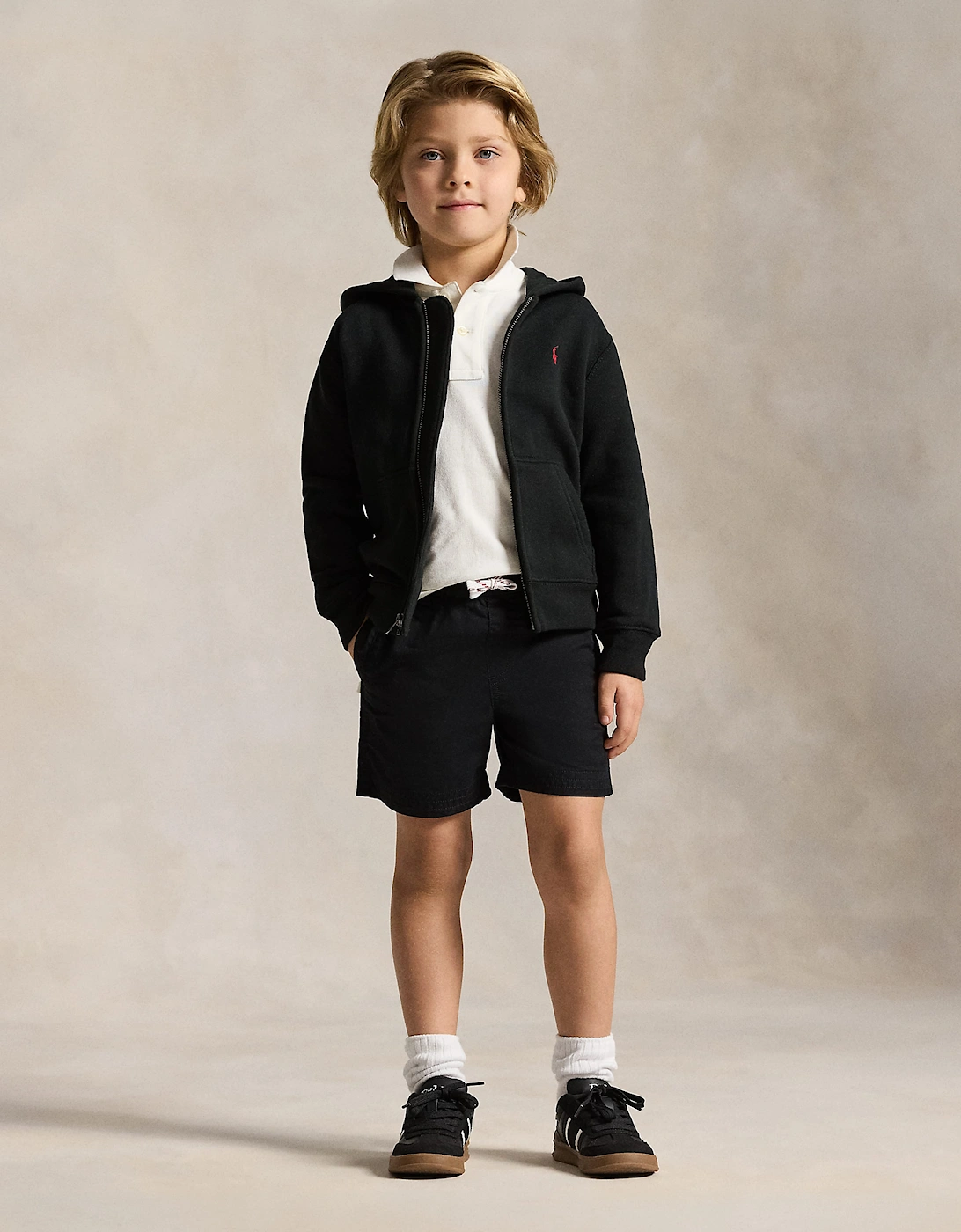 Ralph Lauren Boys Logo Zip Up Top in Black