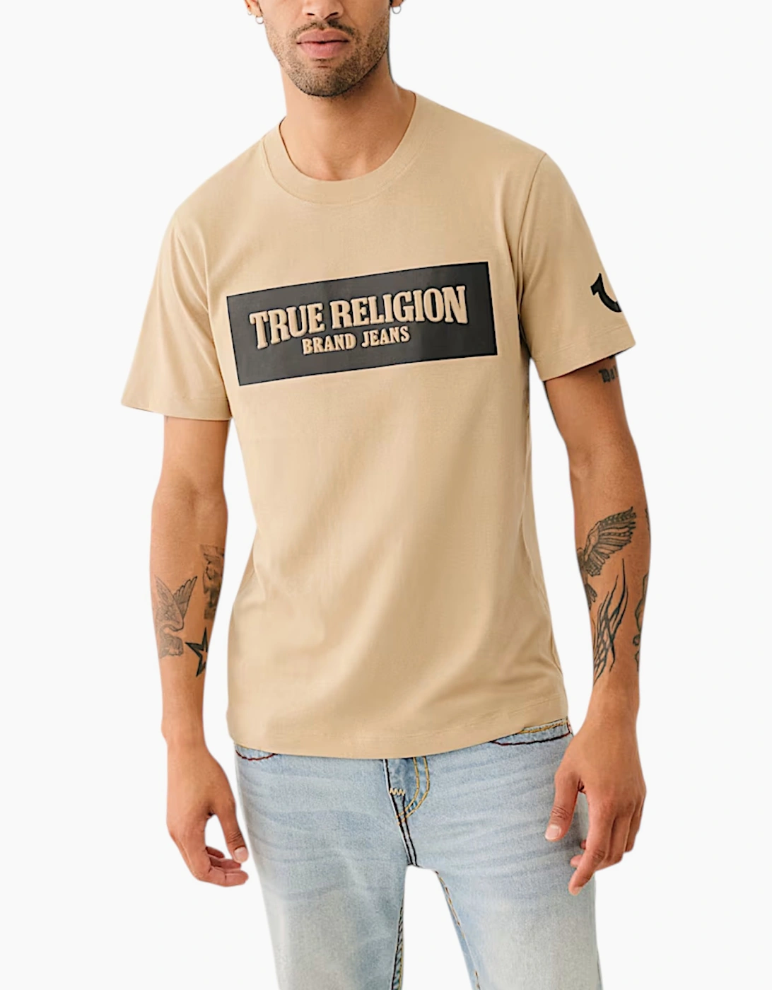 True Religion Men's True Religion 700165 Mens T Shirts Cotton Tee - Cream