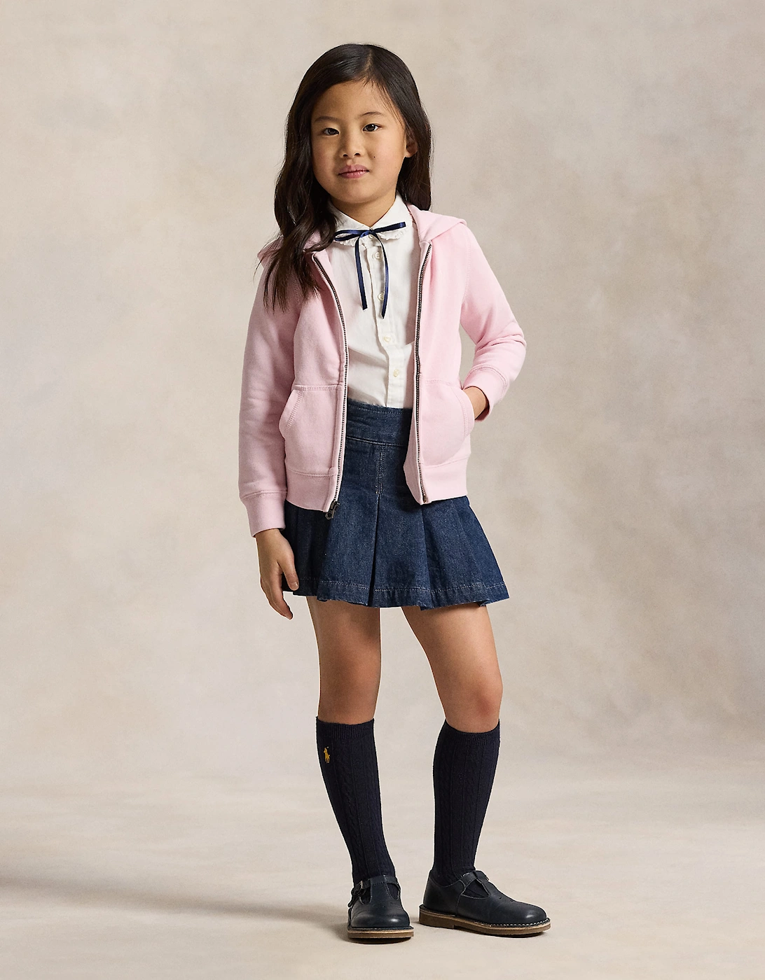 Ralph Lauren Girls Logo Zip Up Top in Pink