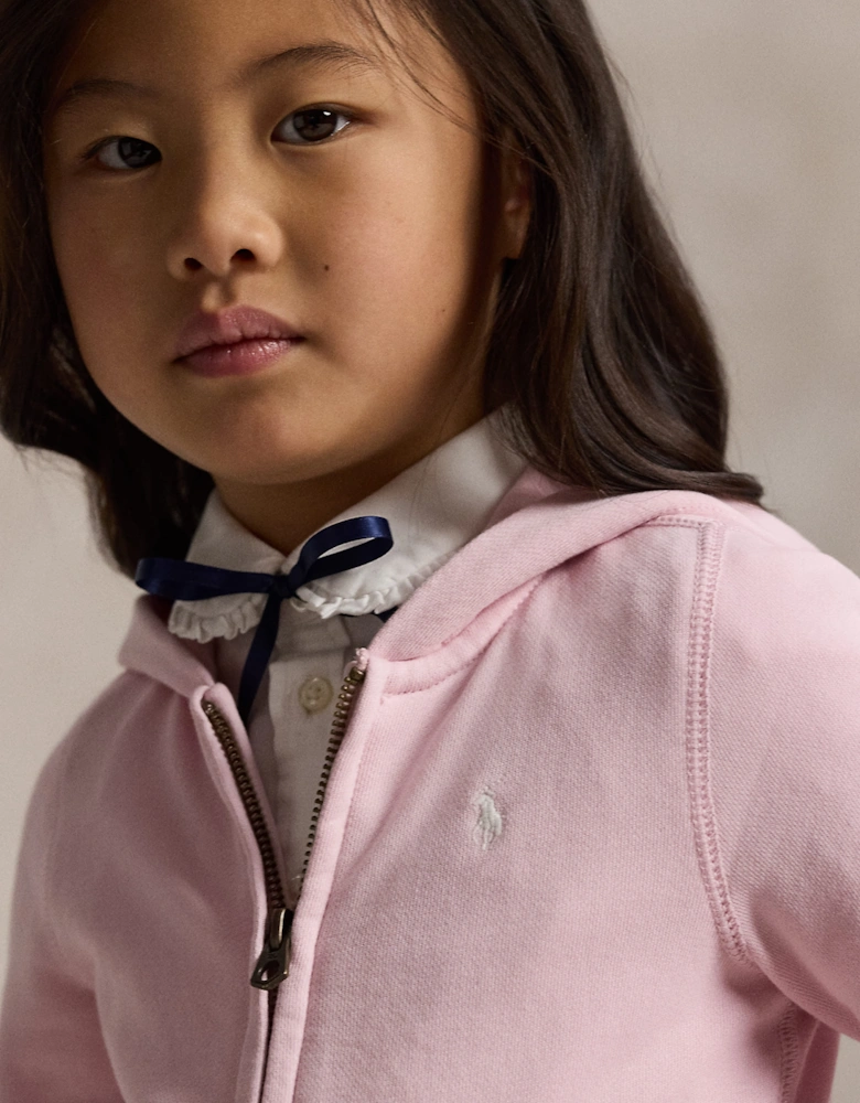 Ralph Lauren Girls Logo Zip Up Top in Pink