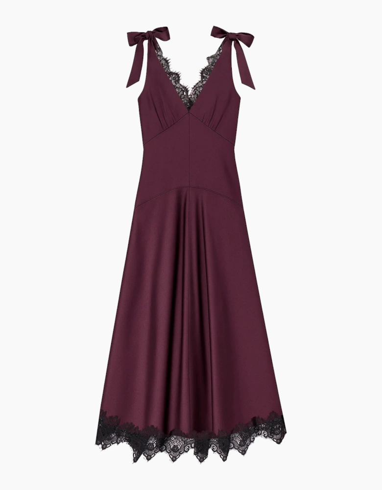 Bronte Plum Lace Trim Detail Dress