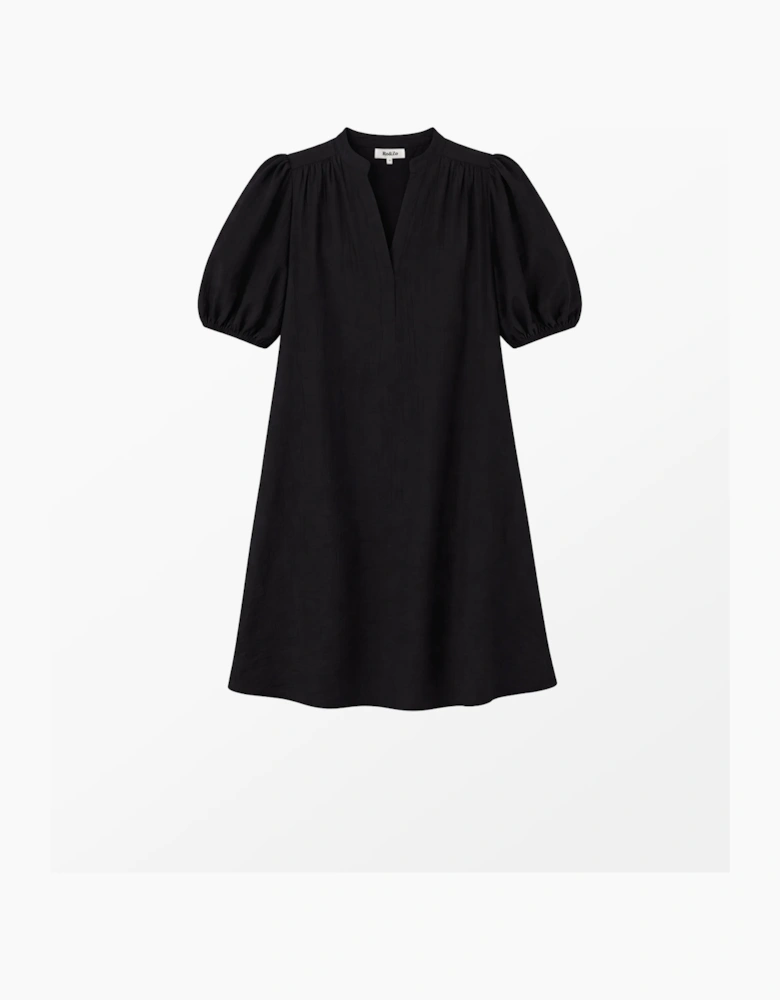 Black Puff Sleeve Short Dress