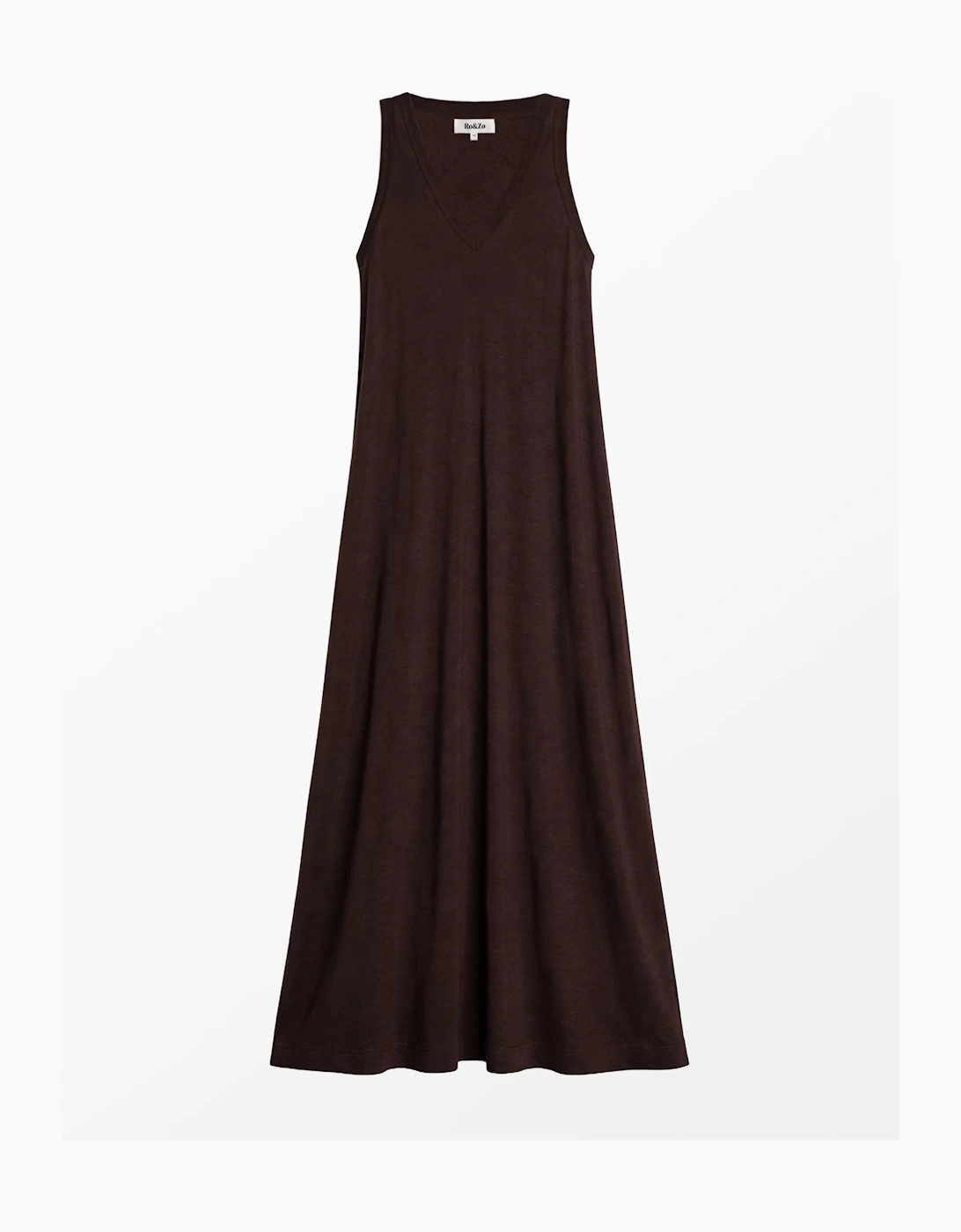 Chocolate Slub Jersey V-Neck Midi Dress