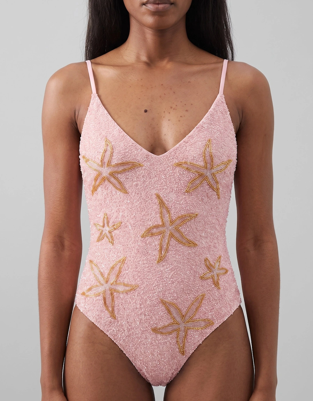 Starfish Hand Beaded Pink Swimsuit