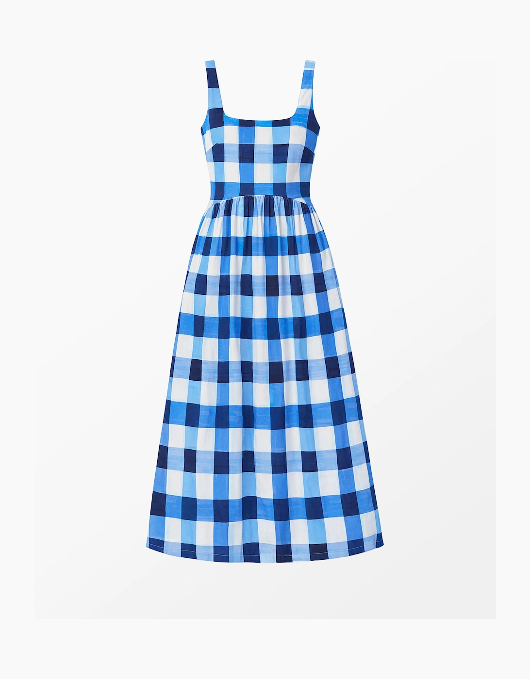 Raya Blue Check Square Neck Dress