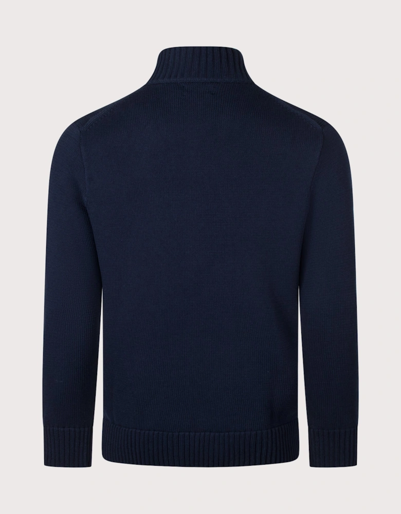Mesh-Knit Cotton Quarter Zip Jumper