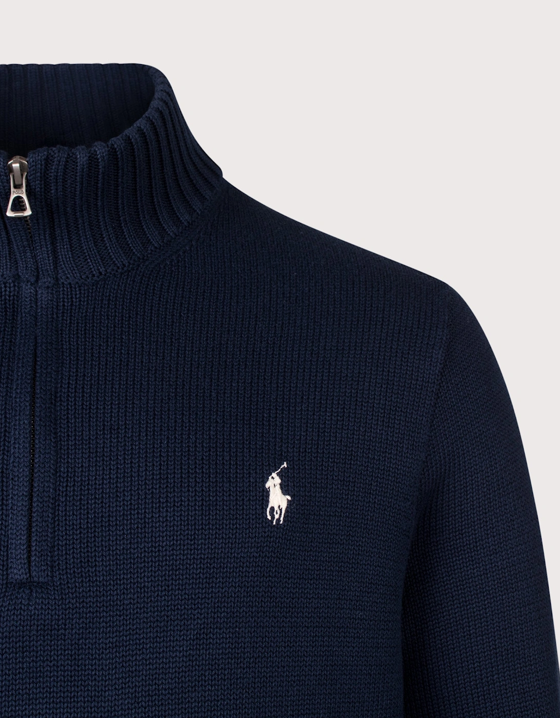 Mesh-Knit Cotton Quarter Zip Jumper