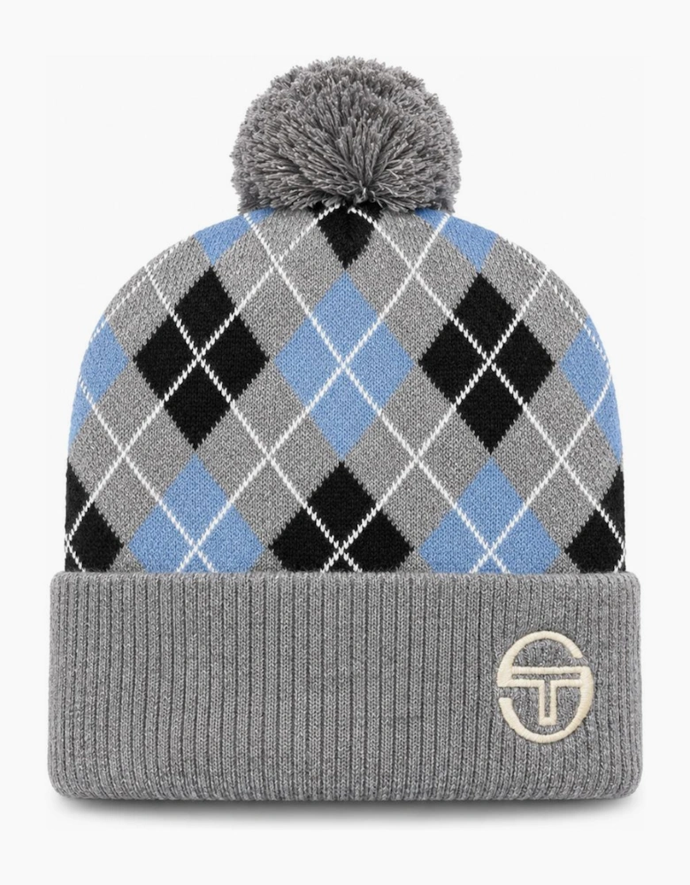 Sergio Tacchini Hamilton Argyle Pom Beanie Hat Charcoal Marl/Black County Blue
