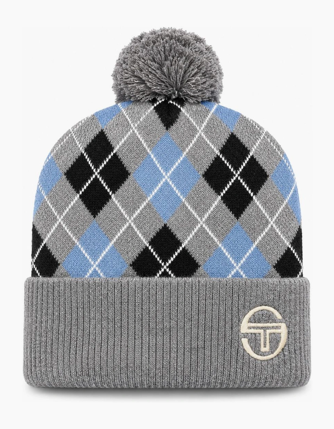 Sergio Tacchini Hamilton Argyle Pom Beanie Hat Charcoal Marl/Black County Blue