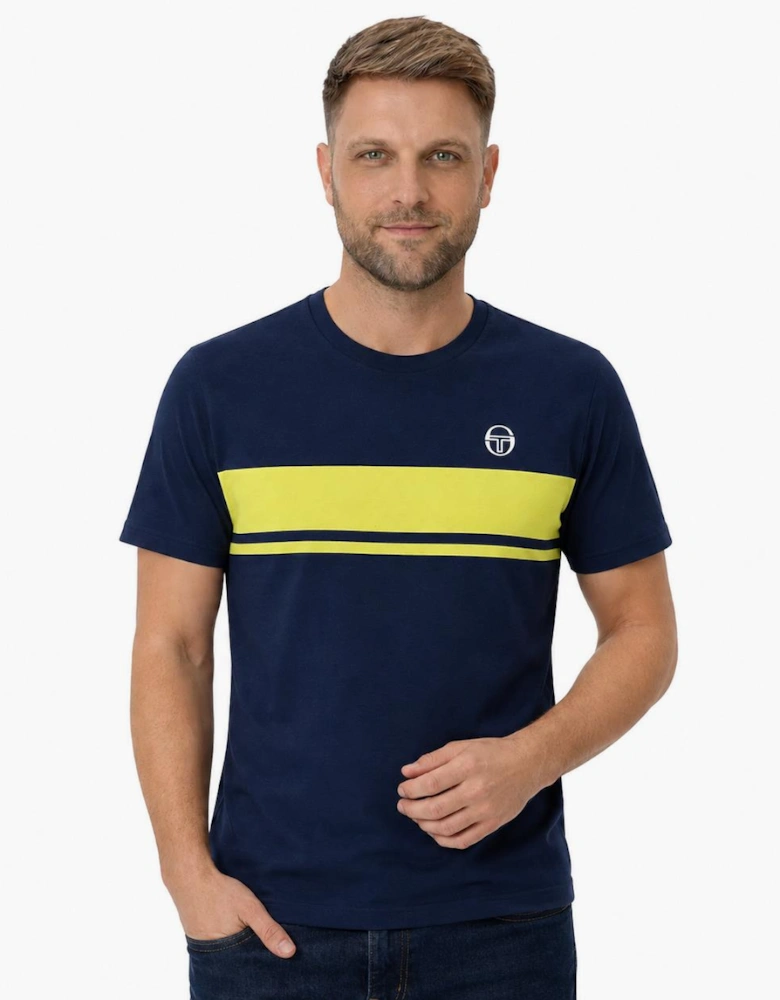 Sergio Tacchini Master Crew Neck T-Shirt Maritime Blue/Celery Green