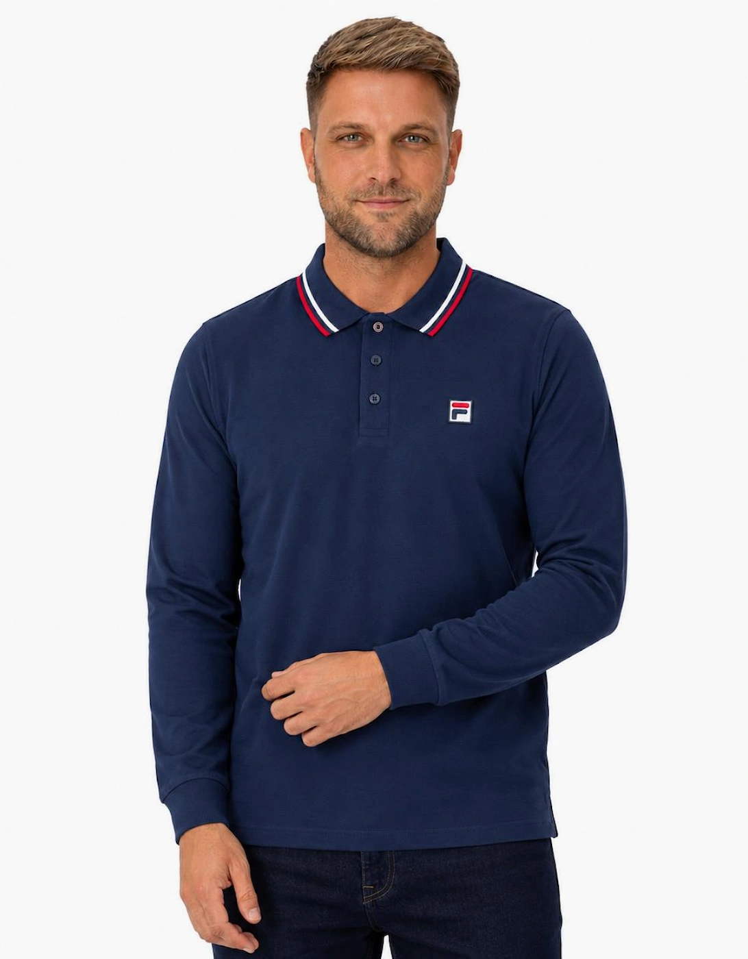 Fila Monte Tipped Collar Polo Shirt Fila Navy/Fila Red/White