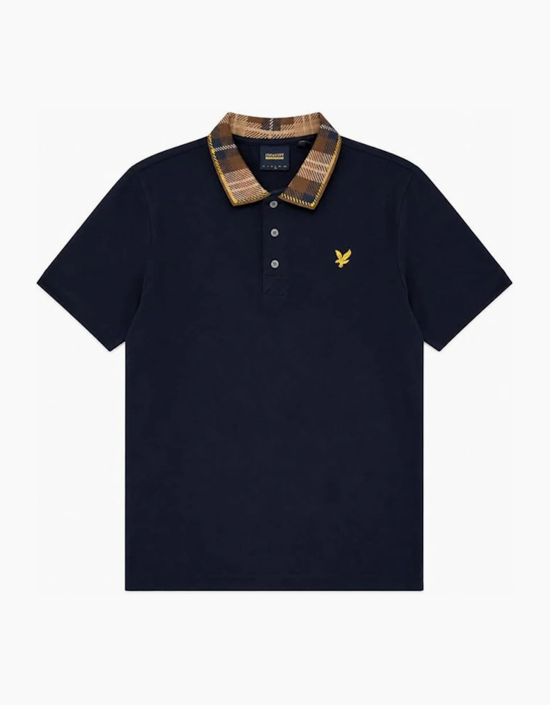 Lyle & Scott Tartan collar polo shirt heritage inspired Navy brown