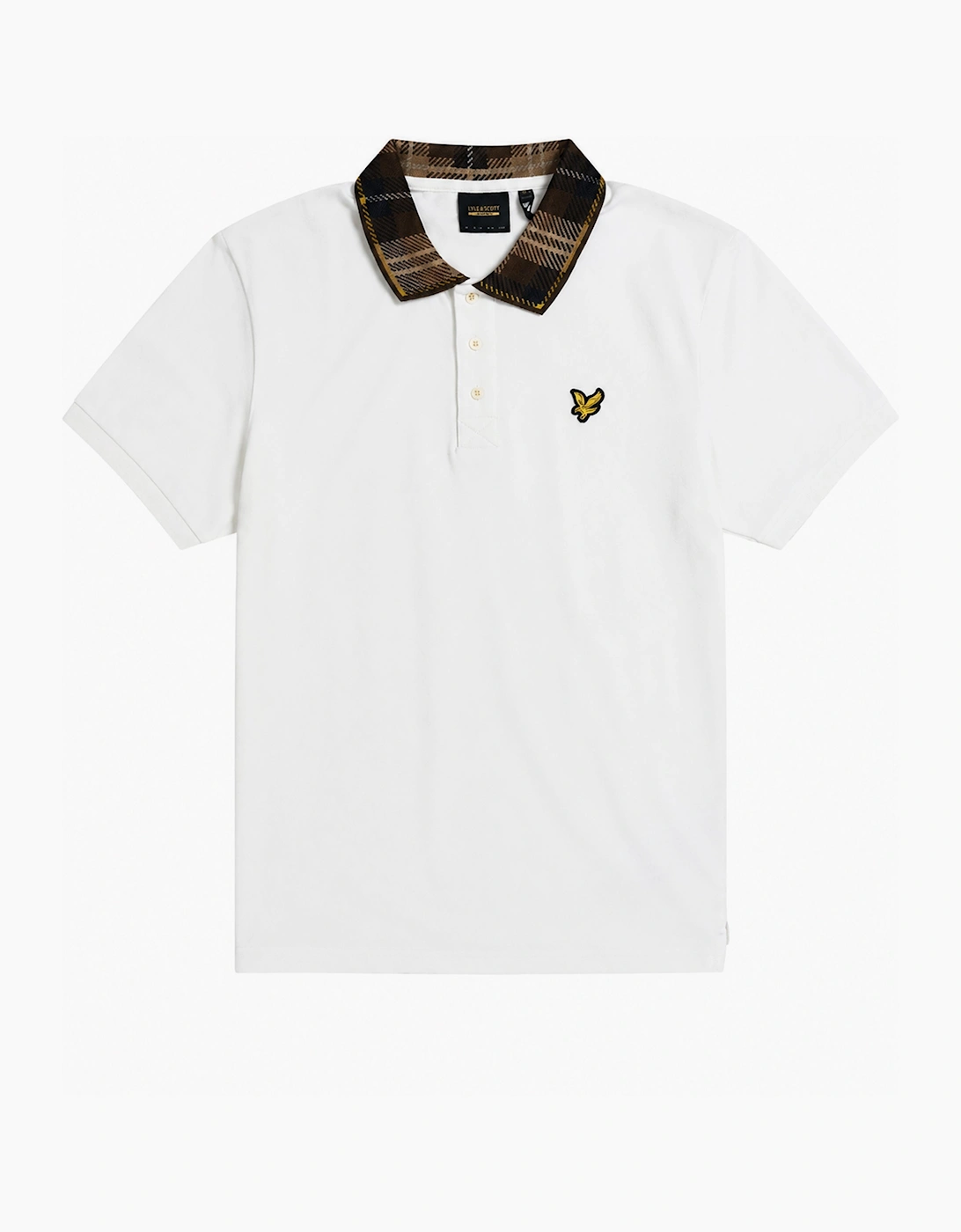 Lyle & Scott Archive Tartan collar polo shirt heritage inspired white/brown