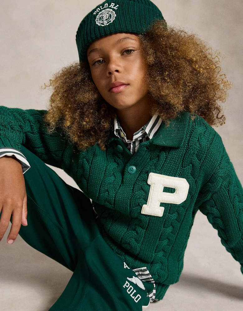 Ralph Lauren Boys Cotton and Wool Logo Pullover in Green
