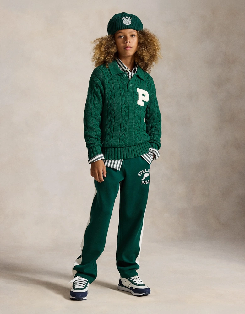 Ralph Lauren Boys Cotton and Wool Logo Pullover in Green