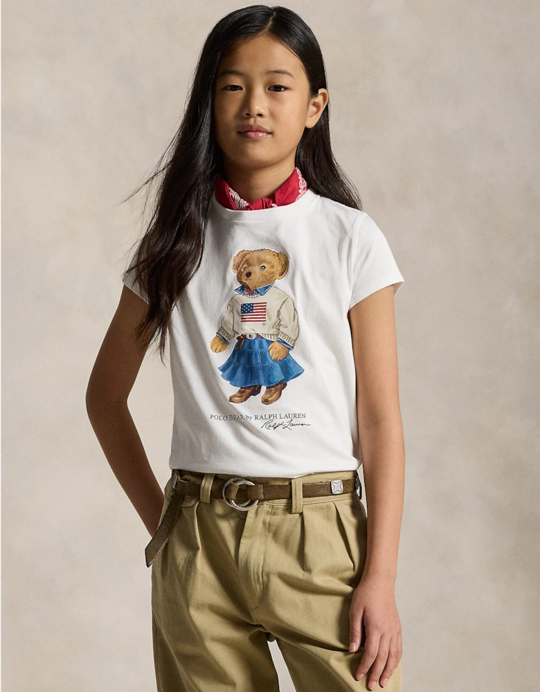 Ralph Lauren Girls Polo Bear T-Shirt in White