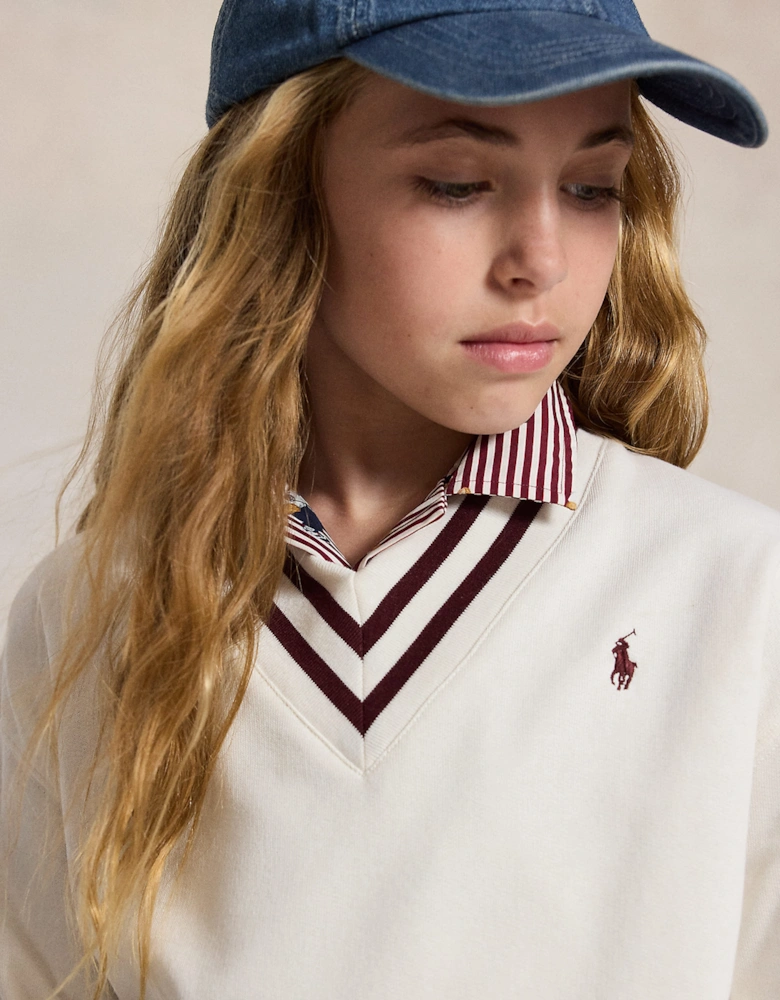 Ralph Lauren Girls Varsity Sweatshirt in Ivory