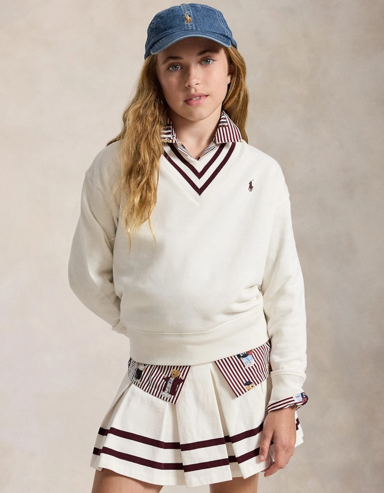 Ralph Lauren Girls Varsity Sweatshirt in Ivory