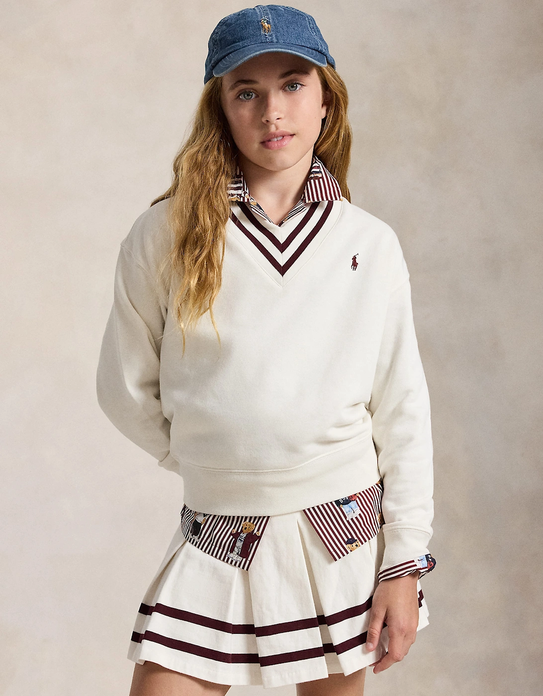 Ralph Lauren Girls Varsity Sweatshirt in Ivory