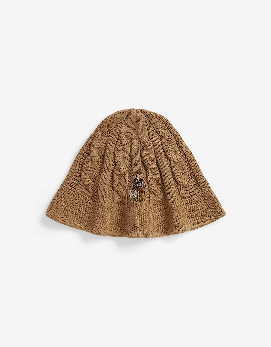 Ralph Lauren Girls Cable Knit Bucket Hat in Beige