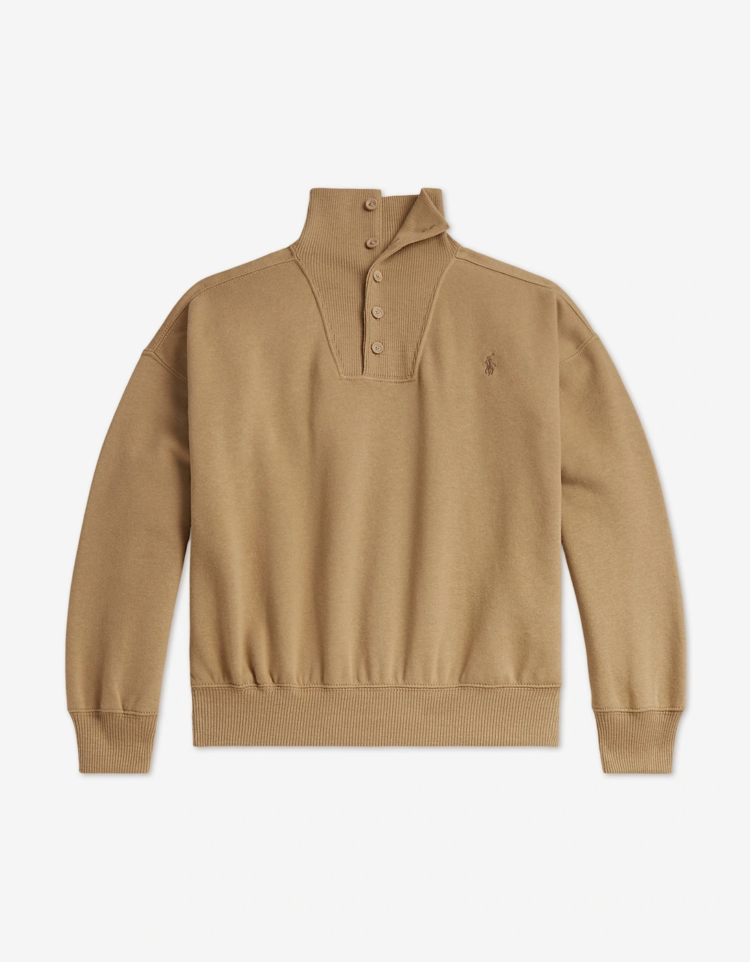 Ralph Lauren Girls High Neck Sweatshirt in Beige