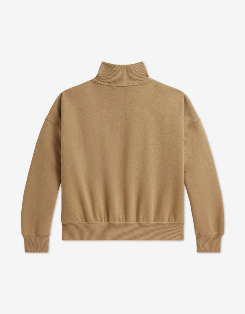 Ralph Lauren Girls High Neck Sweatshirt in Beige