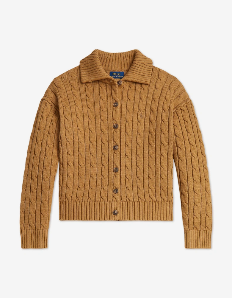 Ralph Lauren Girls Cable Knit Cardigan in Beige