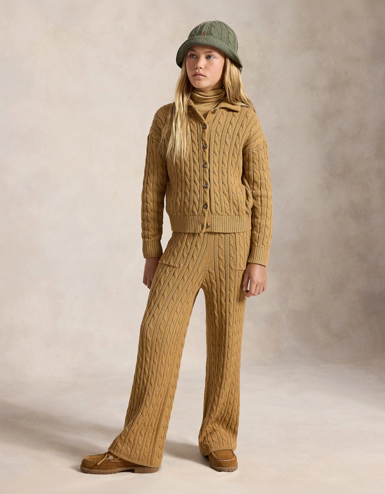 Ralph Lauren Girls Cable Knit Cardigan in Beige