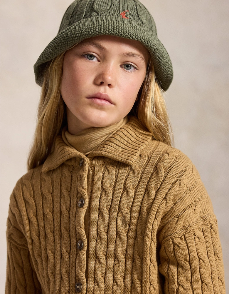 Ralph Lauren Girls Cable Knit Cardigan in Beige