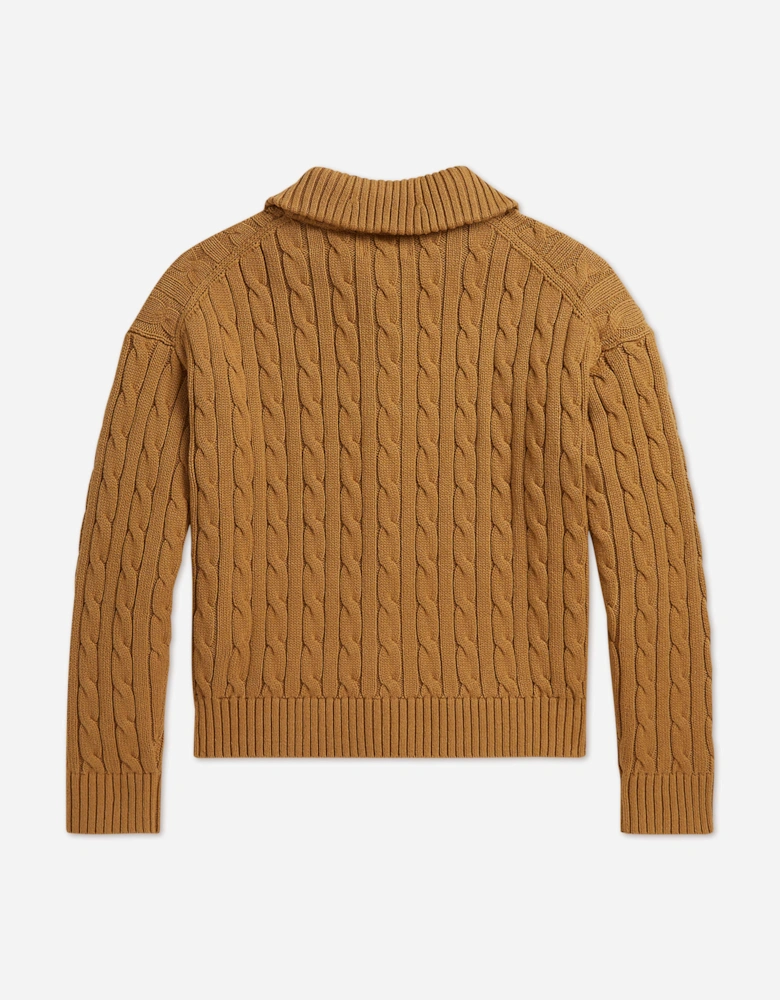 Ralph Lauren Girls Cable Knit Cardigan in Beige