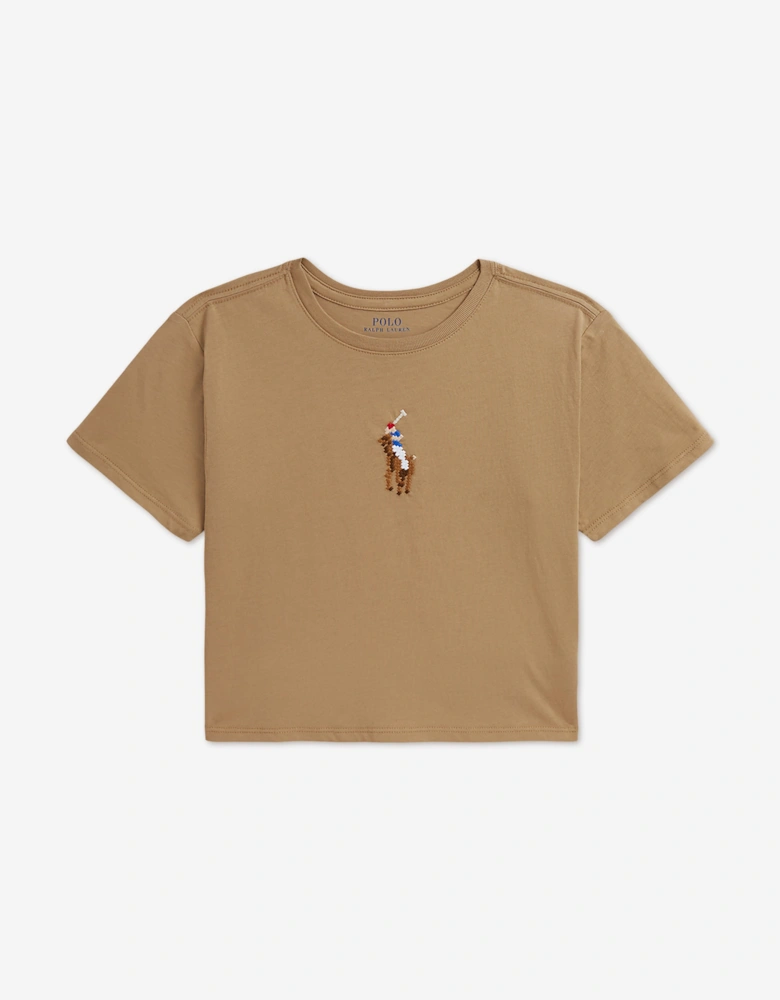 Ralph Lauren Girls Big Pony T-Shirt in Beige