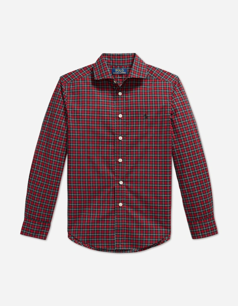 Ralph Lauren Boys Checked Poplin Shirt in Red