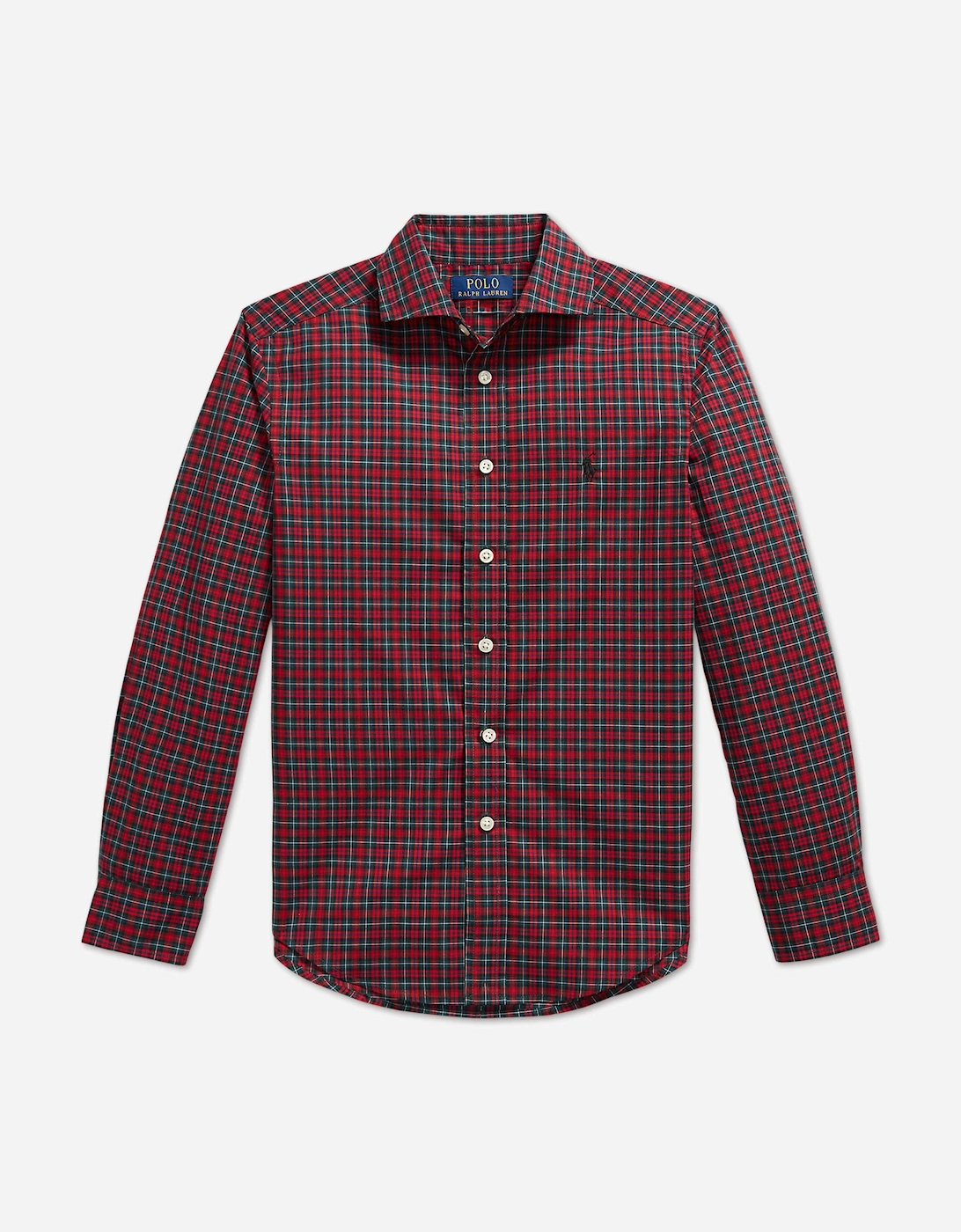 Ralph Lauren Boys Checked Poplin Shirt in Red