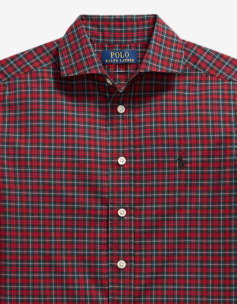 Ralph Lauren Boys Checked Poplin Shirt in Red