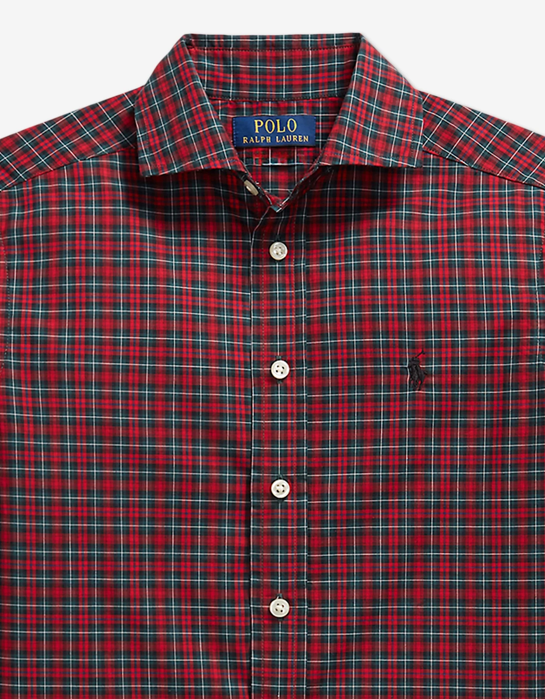 Ralph Lauren Boys Checked Poplin Shirt in Red