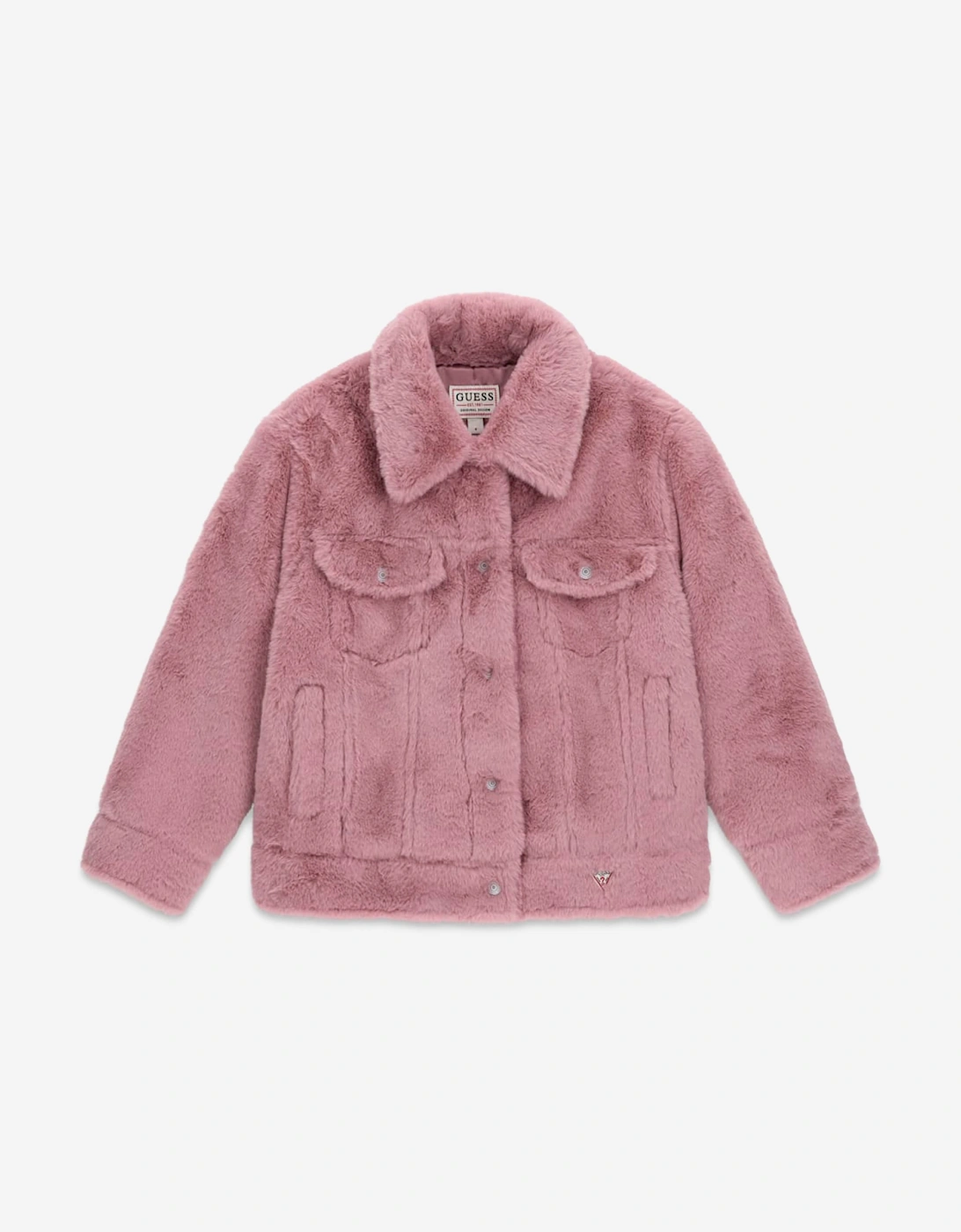 Guess Girls Pink  Plush Faux Fur Jacket  - Size 16 Years Kids
