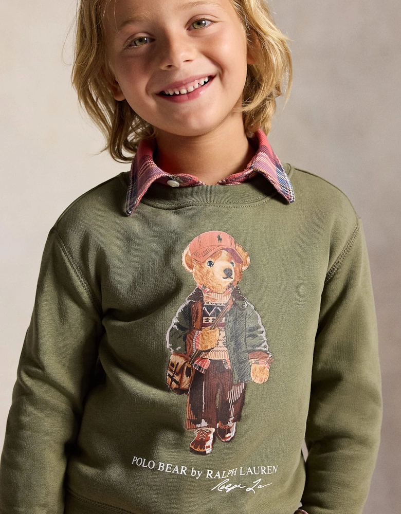 Ralph Lauren Boys Polo Bear Sweatshirt in Green