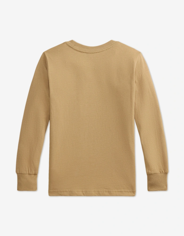 Ralph Lauren Boys Polo Bear Long Sleeve T-Shirt in Beige