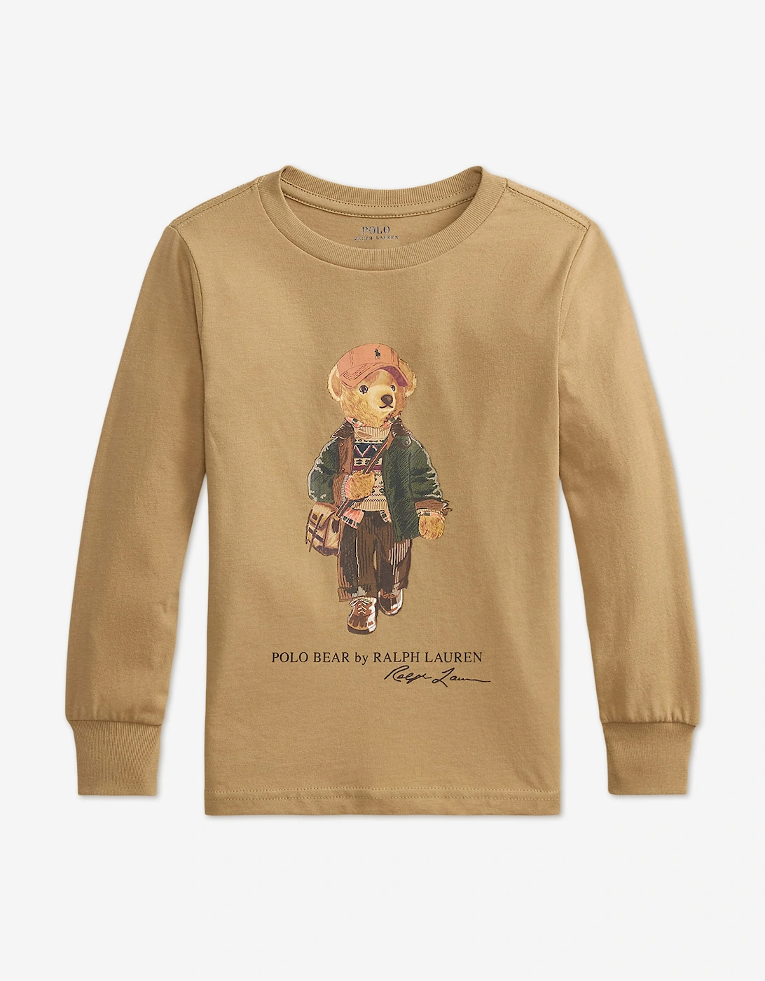 Ralph Lauren Boys Polo Bear Long Sleeve T-Shirt in Beige