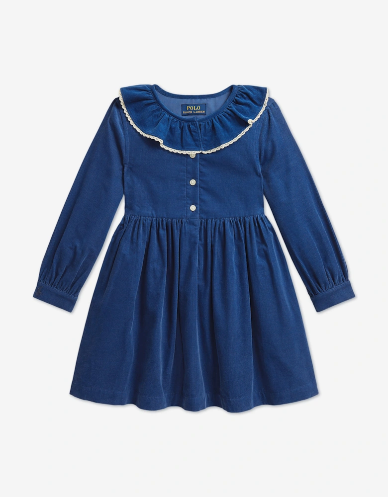 Ralph Lauren Girls Corduroy Shirt Dress in Blue