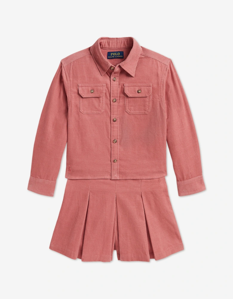 Ralph Lauren Girls Corduroy Shorts Set in Pink