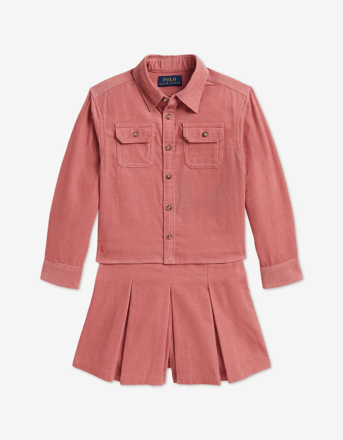 Ralph Lauren Girls Corduroy Shorts Set in Pink