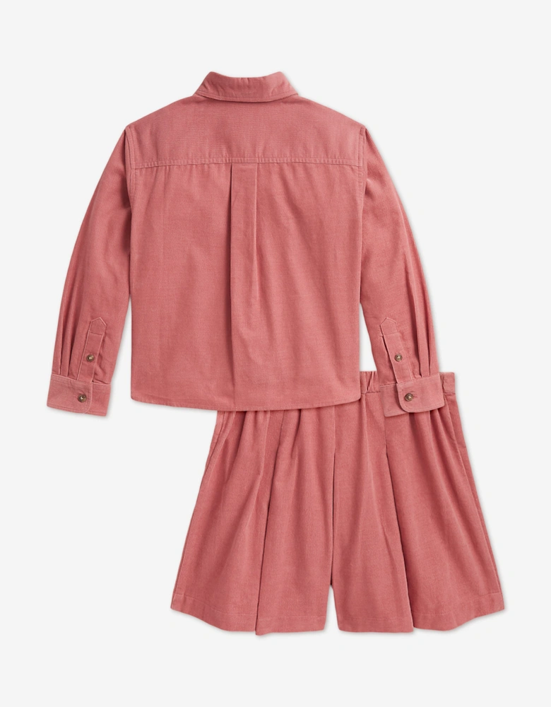 Ralph Lauren Girls Corduroy Shorts Set in Pink