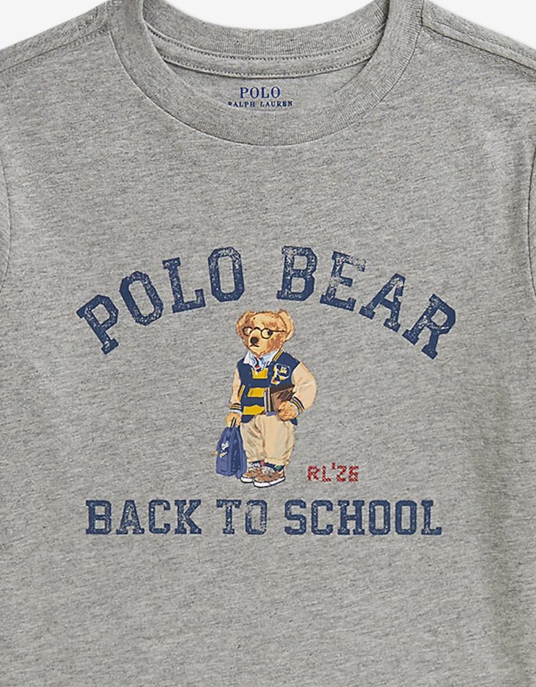 Ralph Lauren Boys Polo Bear Back To School T-Shirt in Grey