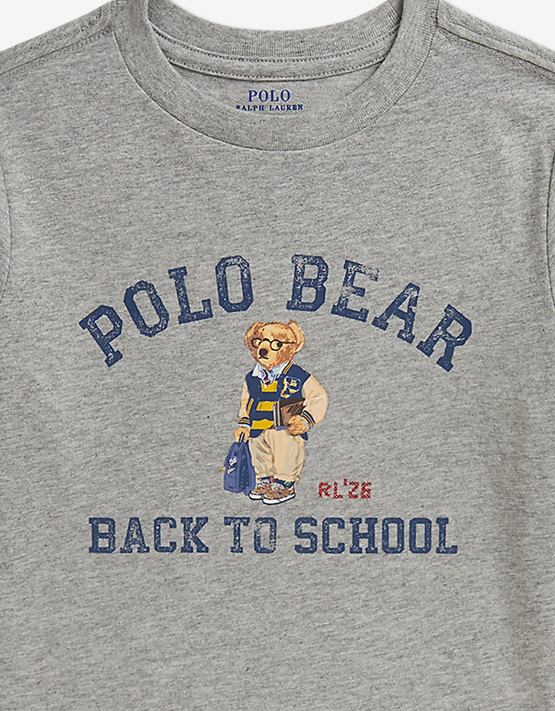 Ralph Lauren Boys Polo Bear Back To School T-Shirt in Grey