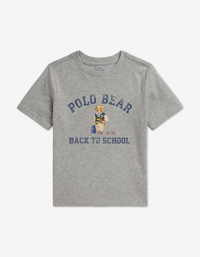 Ralph Lauren Boys Polo Bear Back To School T-Shirt in Grey