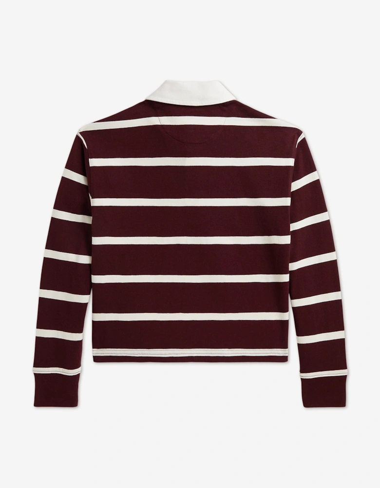 Ralph Lauren Girls Striped Jersey Rugby Shirt in Red