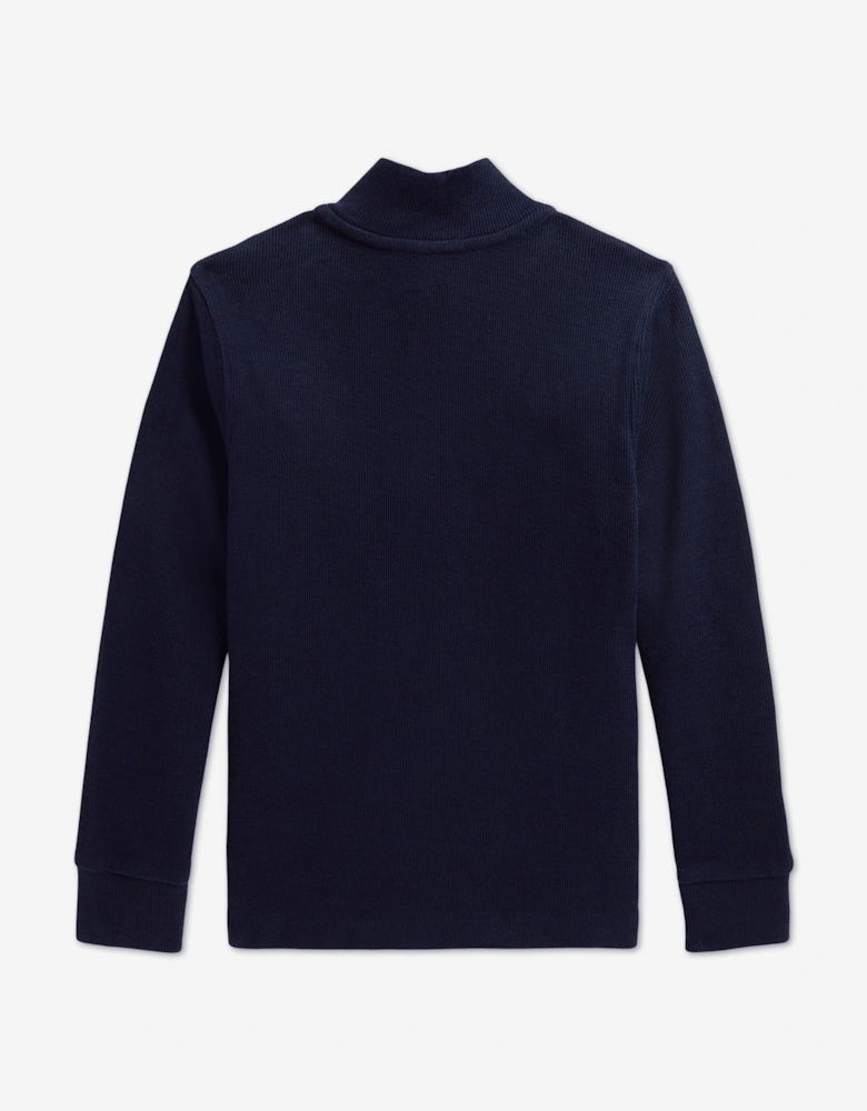 Ralph Lauren Boys Estate Rib Half Zip Pullover in Navy