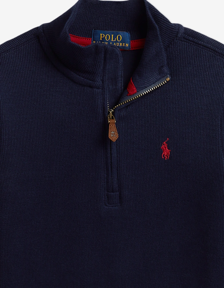 Ralph Lauren Boys Estate Rib Half Zip Pullover in Navy